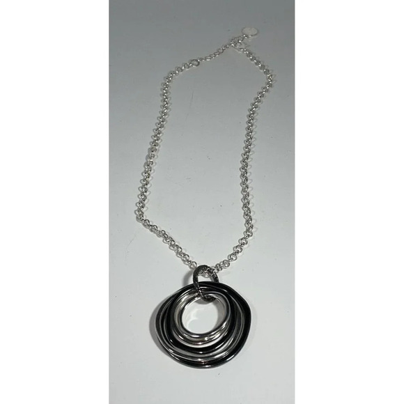 Liz Claiborne LC Silver Tone 5 Ring‎ Necklace Ajustable - Picture 5 of 7